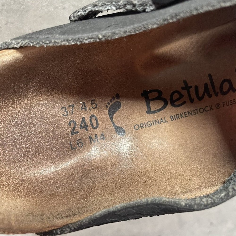 Birkenstock Gizeh Betula Black Leather Nubuck Thong‎ Sandals Womens Sz 37 US 6 - Picture 8 of 10